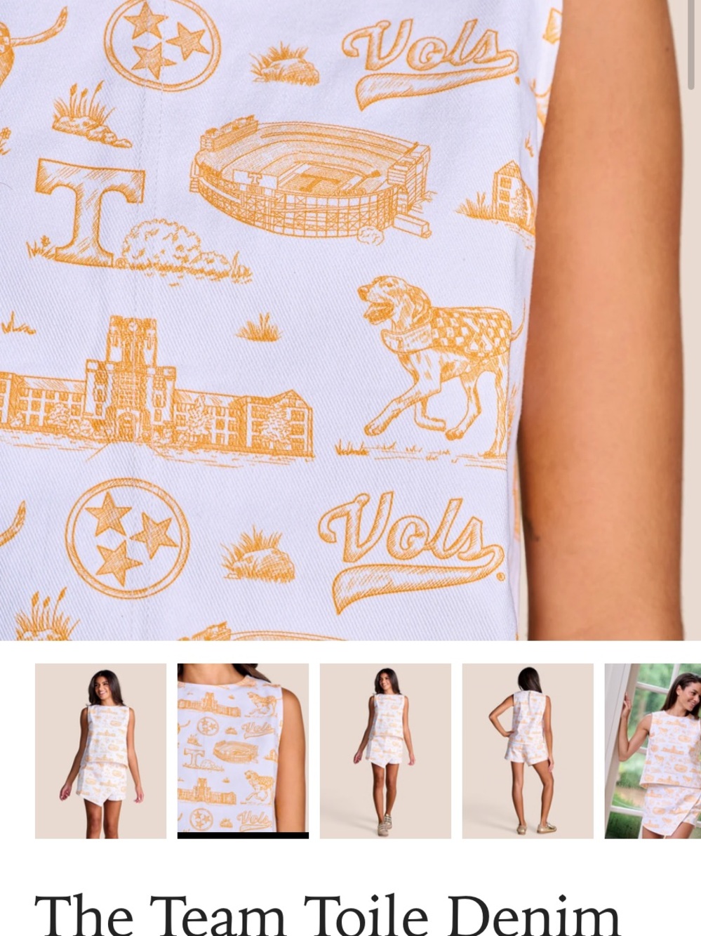 Toile University of Tennessee white denim tank